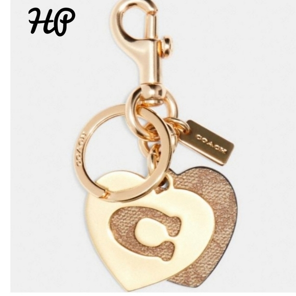 Coach Accessories - HP Coach Metal & Signature Canvas Hearts Key Ring NWT